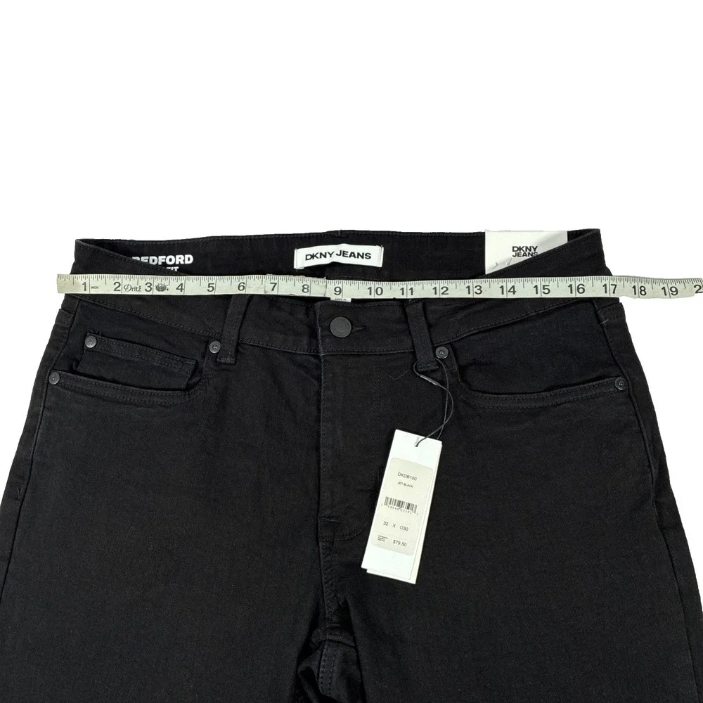 New Mens DKNY Jeans Bedford Slim Black Denim Size 32x30 NWT $79